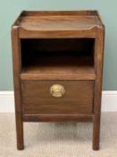 GEORGIAN MAHOGANY NIGHT STAND - having a tray top with side carry handles over an open central