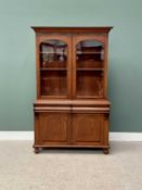 VICTORIAN MAHOGANY BOOKCASE CUPBOARD - having twin glazed doors and interior adjustable shelves over