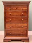 WILLIS & GAMBIER REPRODUCTION HARDWOOD CHEST - having five opening drawers with turned wooden knobs,