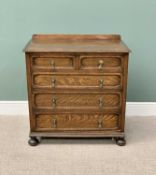 JACOBEAN STYLE VINTAGE OAK CHEST - having two short over three long drawers, with brass pear drop