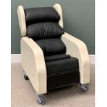 SEATING MATTERS- MONACO- INVALID ARMCHAIR / WHEELCHAIR, in cream and black leather effect, with