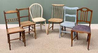 MIXED VINTAGE CHAIR SELECTION x 6, various periods and designs, polished, painted or stripped,