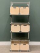 IKEA CHROME EFFECT METAL RACK & BOX STORAGE SYSTEM, adjustable shelving with the storage boxes