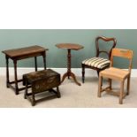 ANTIQUE & VINTAGE FURNITURE PARCEL x 5, to include a Priory oak-style side table, 69cms H, 68cms