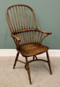 GOOD QUALITY REPRODUCTION WINDSOR HALL CHAIR with crinoline stretcher, 113cms H, 65cms W, 42cms D