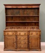 NORTH WALES/ANGLESEY OAK BREAKFRONT DRESSER - CIRCA 1830 WITH SPICE DRAWER RACK, dentil moulded