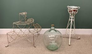 GARDEN / CONSERVATORY PLANTERS x 3, to include a three-tier wirework semi-circular stand, 75cms H,