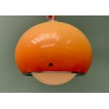 STYLISH HARVEY GUZZINI ORANGE & CHROME GLOBULAR CEILING / STANDARD LAMP SHADE, labelled 'Art