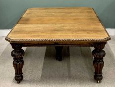 VICTORIAN OAK WIND OUT DINING TABLE & EIGHT DINING CHAIRS, the table having two additional loose