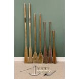 BOATING INTEREST GROUP, to include wooden oars and paddles, 213cms L (the longest pair of oars),