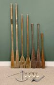 BOATING INTEREST GROUP, to include wooden oars and paddles, 213cms L (the longest pair of oars),