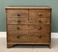 CIRCA 1840 OAK FRONTED & SCUMBLED PINE MULE CHEST, the lift off lid with moulded edging over an