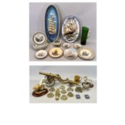 ORNAMENTAL ITEMS - to include maritime related display plates, a brass cannon, ETC