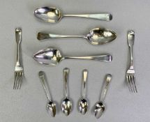 GEORGIAN SILVER FLATWARE, 9 PIECES - to include four long handled Bateman teaspoons, late 18th/early