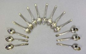 SHEFFIELD SILVER TEASPOONS (14) to include a set of six with wreath terminals, five dated 1925 and