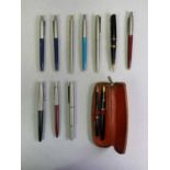 PARKER PENS COLLECTION - to include a black slimfold fountain pen and duofold No 3 propelling pencil