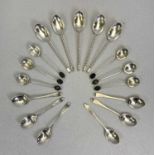 SHEFFIELD SILVER TEA/COFFEE SPOONS - two sets of six and a set of five to include a plain format set