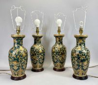 CONTEMPORARY TABLE LAMPS, SET OF 4 - John Lewis Classic Collection of baluster form, green ground