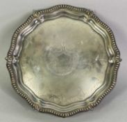 VICTORIAN SILVER SALVER - Birmingham 1894, Maker Barker Brothers, 27cms diameter with shaped