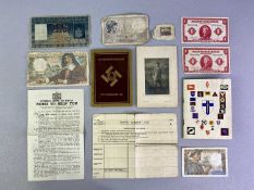 SMALL WW2 EPHEMERA GROUP - lot includes German pass book and paperwork relating to Oberstfeldmeister