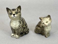 BESWICK PERSIAN KITTEN 'GREY SWISS ROLL' - Model No 1886 together with a smaller Beswick kitten