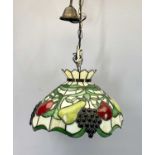 A FINE TIFFANY STYLE FRUIT DECORATED CEILING LIGHT - 35cms diameter