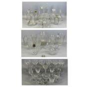CUT GLASSWARE COLLECTION - including thistle form vase, 25cms H, two oval flower baskets, 25cms H