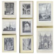 E MACKENZIE and H LE KEUX engravings (8) - various views of Salisbury Cathedral in similar frames,