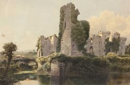 JAMES WHAITE watercolour - Raglan Castle, signed and dated 1876, 48 x 67cms