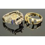 18CT GOLD RINGS (2) - both breakers, one showing as 18ct white stamped to the interior, having small