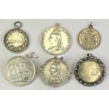 VICTORIA & LATER COIN JEWELLERY, SILVER MEDALLION & AN 800 STAMPED PENDANT BROOCH - lot includes two