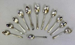 VICTORIAN & LATER SHEFFIELD SILVER TEASPOONS (12) - all have individual designs and dates ranging