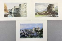 KEITH BOWEN limited edition prints, a very large quantity of unframed - depicting castles, all