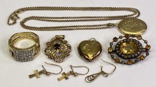 9CT, 14CT & SILVER GILT JEWELLERY, A MIXED GROUP - to include a 9ct gold seed pearl and possibly