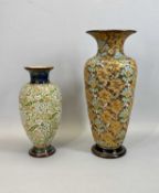 ROYAL DOULTON STONEWARE VASE - late 19th century, of baluster form with flared neck, incised all
