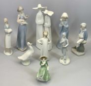 LLADRO, NAO & SIMILAR ASSORTMENT and a Coalport lady, 9 pieces in total
