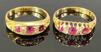 CHESTER & OTHER 18CT GOLD DIAMOND & RUBY RINGS (2) - the Chester hallmarked ring date stamped 1902