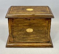 A LATE 19TH CENTURY INLAID & CROSSBANDED STATIONERY CABINET - with silver plated fittings