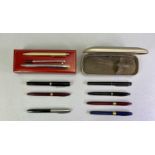 SHEAFFER MIXED COLLECTION OF 9 VARIOUS PENS - to include four having 14ct gold nibs, one burgundy,