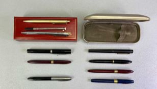 SHEAFFER MIXED COLLECTION OF 9 VARIOUS PENS - to include four having 14ct gold nibs, one burgundy,