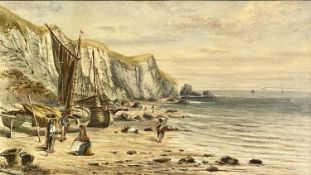 W GRAY watercolour - continental coastal scene with fishermen at work, signed and dated 1899, 37 x