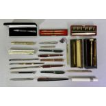 COLLECTOR'S GROUP OF VINTAGE DIP PENS, PROPELLING PENCILS, modern ball point/fountain pens, ETC, lot