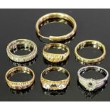 9CT, 15CT, 18CT GOLD RINGS (5) PLUS ONE OTHER, ETC - lot includes 2 x 9ct gold rings, Cz set
