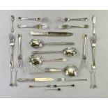 SILVER FLATWARE, SERVERS & OTHER SILVER & WHITE METAL CUTLERY - a mixed quantity to include six