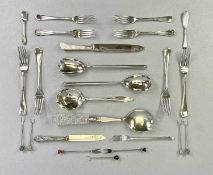 SILVER FLATWARE, SERVERS & OTHER SILVER & WHITE METAL CUTLERY - a mixed quantity to include six