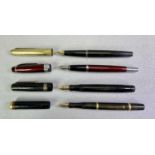 MONT BLANC/CROSS/SWAN MABIE TODD FOUNTAIN PENS (4) - the Mont Blanc in black with gilt metal cap and