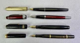 MONT BLANC/CROSS/SWAN MABIE TODD FOUNTAIN PENS (4) - the Mont Blanc in black with gilt metal cap and