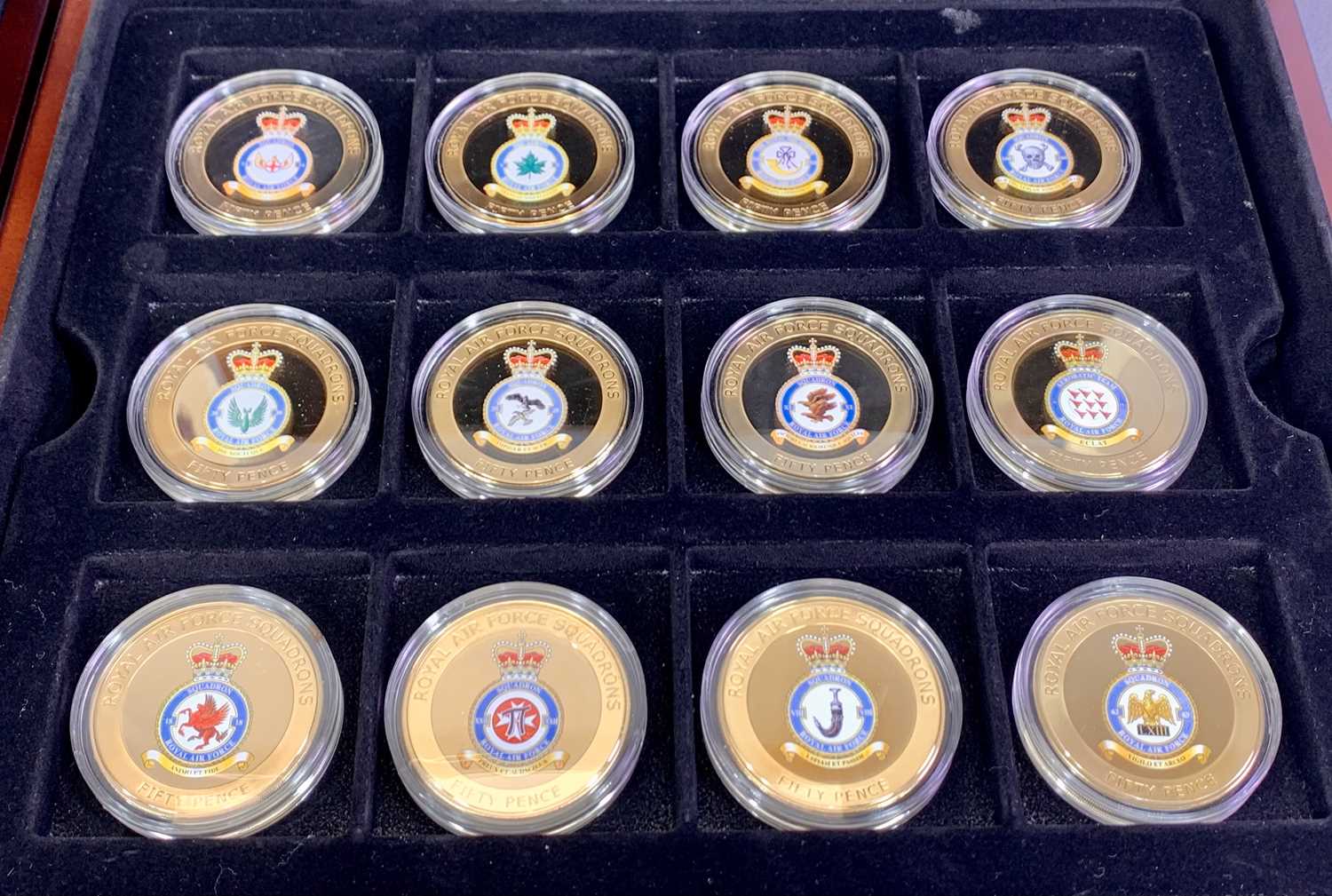 WESTMINSTER SQUADRONS OF THE ROYAL AIR FORCE COIN COLLECTION - 32 x 50p 24ct gold plated coins in - Image 3 of 4
