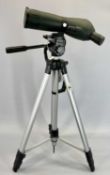 GERMAN PRISMATIC SPOTTING SCOPE - 20-60 x 60, with Tevion tripod stand and MAHOGANY TABLETOP DISPLAY