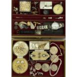 MIXED JEWELLERY & COLLECTABLES GROUP - in a vintage jewellery box, to include cultured pearl